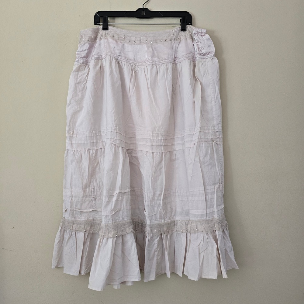 Phool Lavender Sleeveless Pintuck Sequin Trim Blouse Top Plus Size 1X Bohemian - Picture 9 of 14
